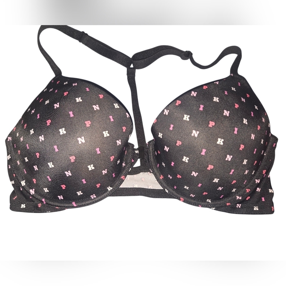 PINK Victoria's Secret Wear Everywear T-Shirt Bra, 36C Logo Print